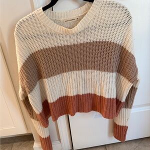 moon & madison Striped Sweater - Cream, Brown, Tan
